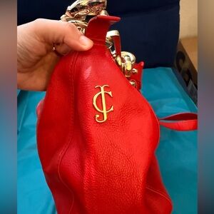 Pre-loved Juicy Couture Red Leather Tote Handbag -100% leather